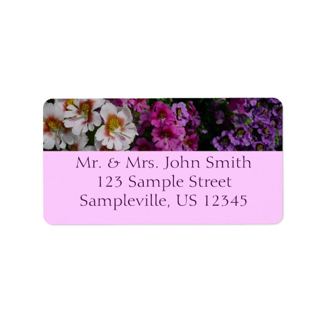Butterfly Flowers White Pink and Purple Label (Front)
