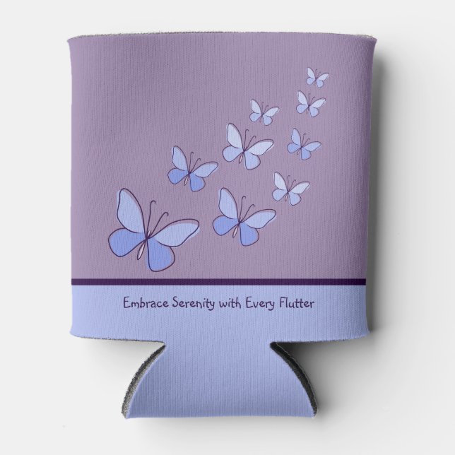Butterfly Flutter in Blue - Embrace Serenity ... Can Cooler (Front)