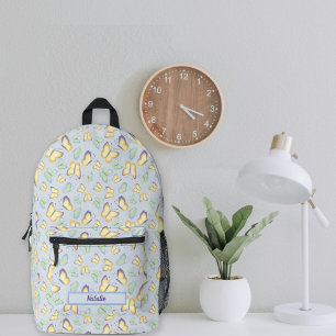 Butterfly Flutters Blue Personalized Printed Backpack