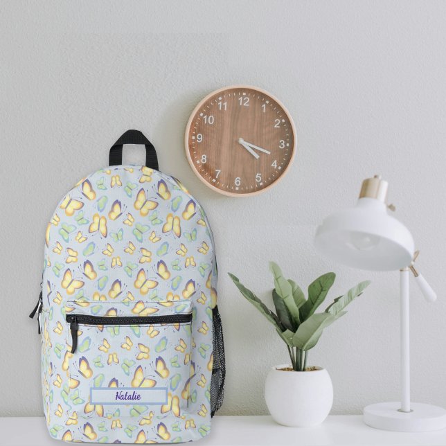 Butterfly Flutters Blue Personalized Printed Backpack (Creator Uploaded)
