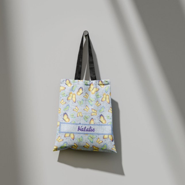 Butterfly Flutters Blue Personalized Tote Bag (Creator Uploaded)