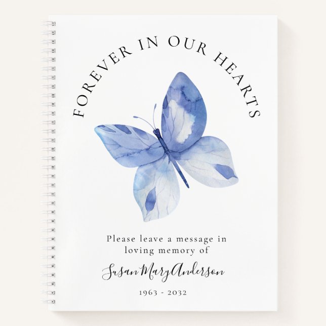 Butterfly Forever in Our Hearts Funeral Guest Book (Front)