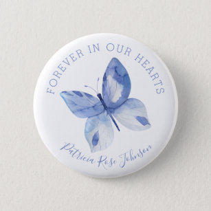 Butterfly Forever In Our Hearts Funeral Memorial 2 Inch Round Button