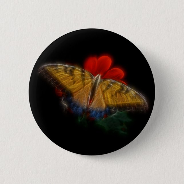 Butterfly Fractal Tiger Swallowtail 2 Inch Round Button (Front)