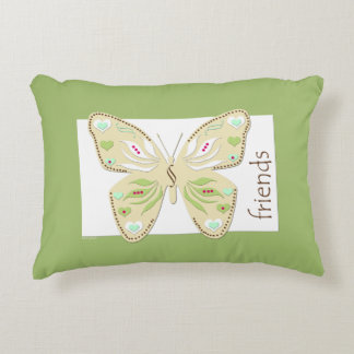 Butterfly Friends Accent Pillow avocado and beige