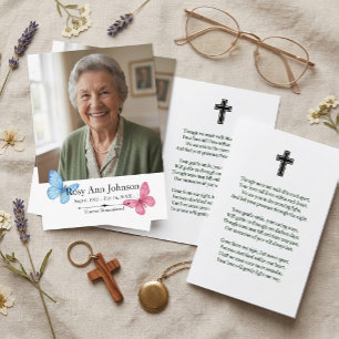 Butterfly Funeral Prayer Card Photo Keepsake