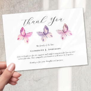 Butterfly Funeral Sympathy  Thank You Card