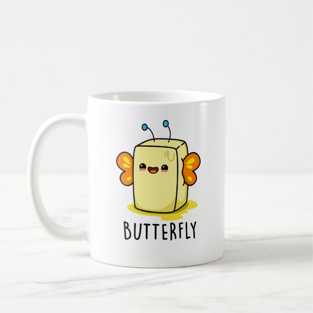 Butterfly Funny Butter With Wings Pun  Coffee Mug (Left)