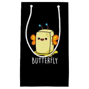 Butterfly Funny Butter With Wings Pun Dark BG Small Gift Bag