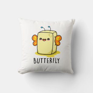 Butterfly Funny Butter With Wings Pun Throw Pillow