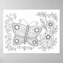 Butterfly Garde Faux Gem Colouring Page Art Poste
