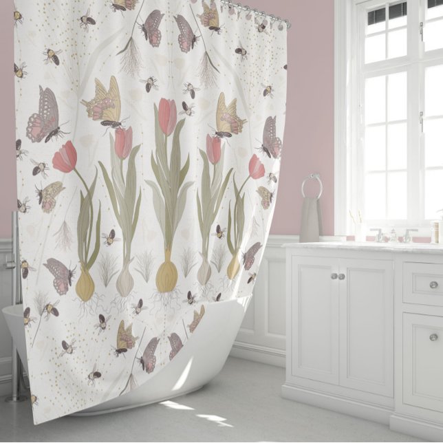 Butterfly Garden (Butterfly and Bumblebee Tulip Garden Shower Curtain From Jenn Steffen For Studio Posies.)