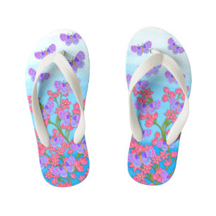 Butterfly Garden 3D Whimsey  Kid's Flip Flops