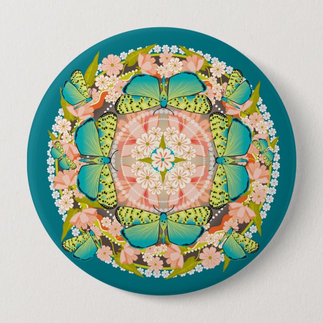 Butterfly Garden 4 Inch Round Button (Front)