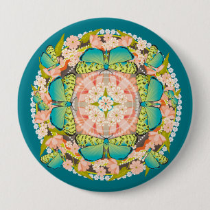 Butterfly Garden 4 Inch Round Button