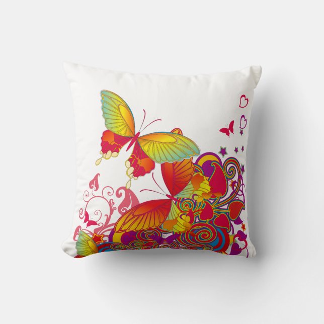 Butterfly Garden ArtDeco American MoJo Coussin (Recto)