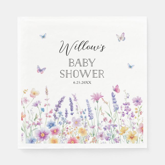 Butterfly Garden Baby Shower Napkins (Front)