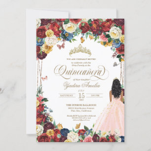 Butterfly Garden Blush Pink colourful Quinceanera Invitation