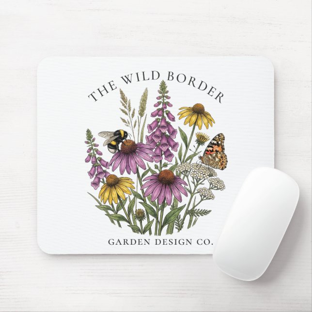 Butterfly Garden Botanical Pollinator Mouse Mat  (With Mouse)