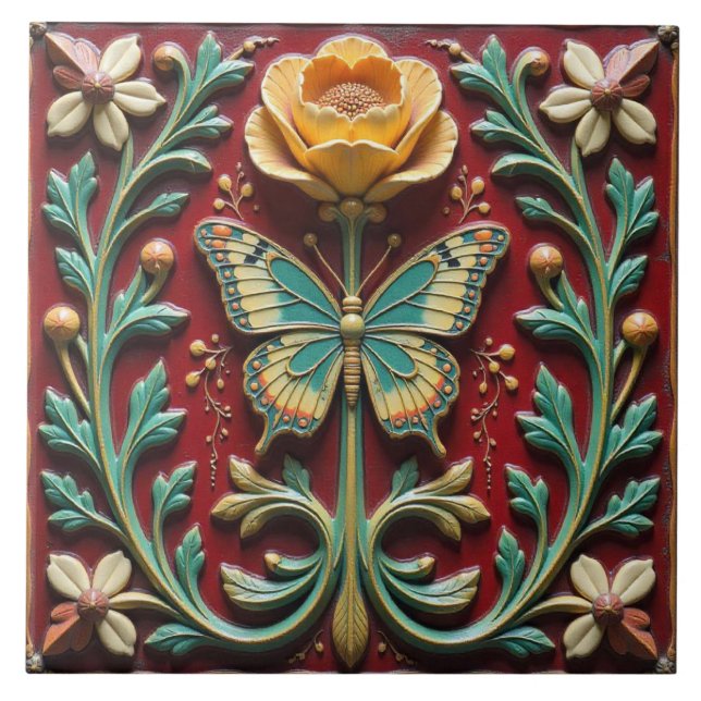 Butterfly Garden Ceramic Tile (Front)