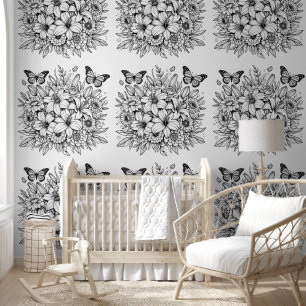 Butterfly Garden Colouring Wallpaper