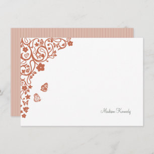 Butterfly Garden Dusty Peach Stripe Name Card