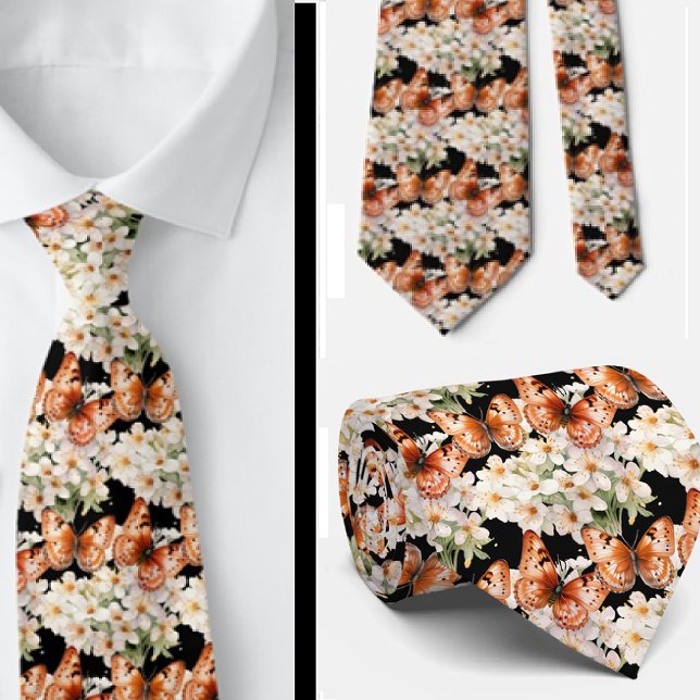 Butterfly Garden Elegant Pattern Neck Tie (Creator Uploaded)