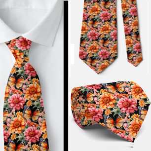 Butterfly Garden Elegant Pattern Neck Tie