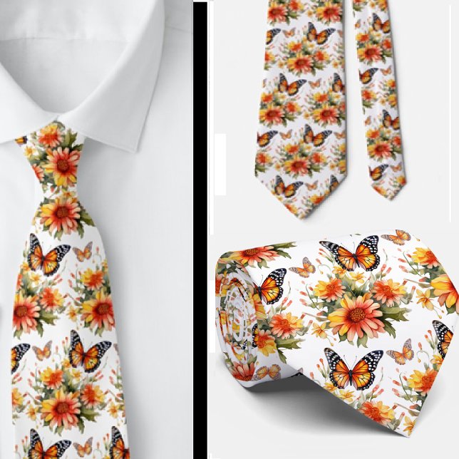 Butterfly Garden Elegant Pattern Neck Tie (Creator Uploaded)