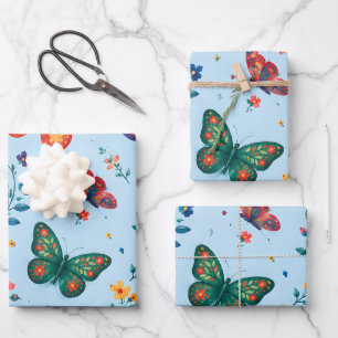 Butterfly Garden Gift Wrap – Colourful Floral Butt