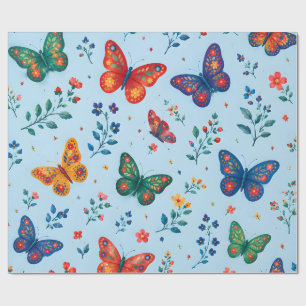 Butterfly Garden Gift Wrap – Colourful Floral Butt