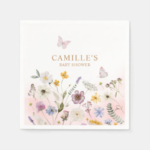 Butterfly Garden Girl Baby Shower Napkin