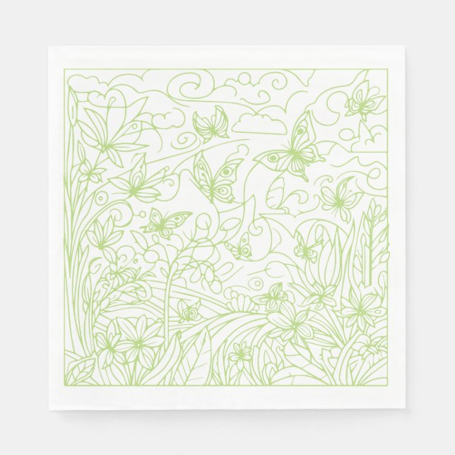 Butterfly Garden Green Napkin (Front)