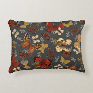Butterfly Garden Grey Background Pattern  Accent Pillow