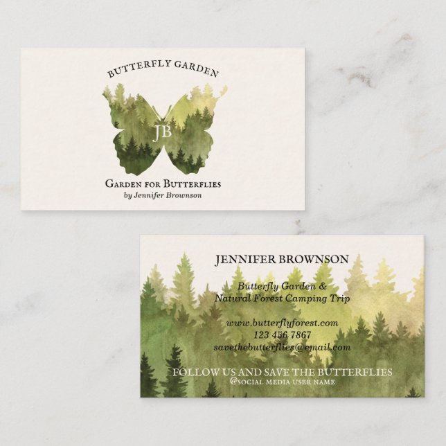 Butterfly garden ideas rustic Forest camping Business Card (Front/Back)