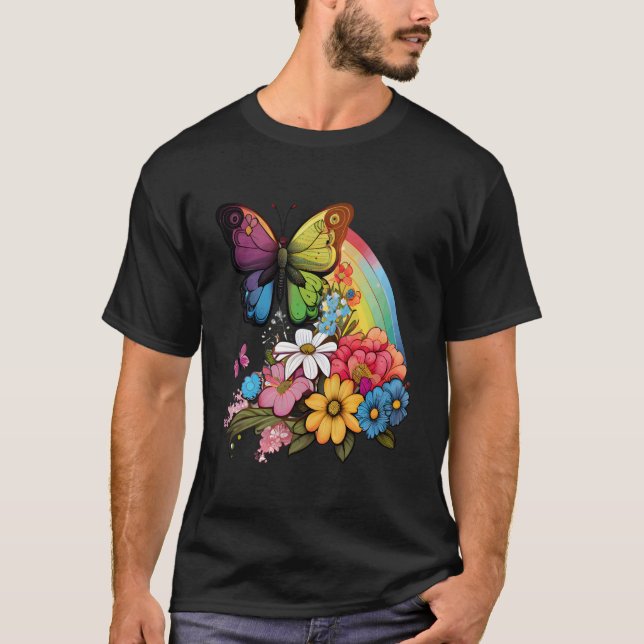 Butterfly Garden Insect Pretty T-Shirt (Front)