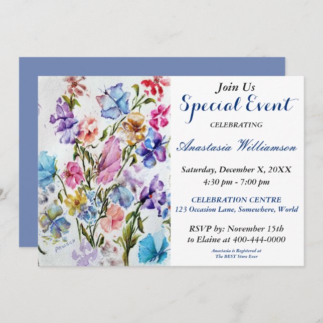 BUTTERFLY GARDEN PARTY EVENT INVITE (Front/Back)