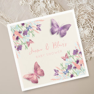Butterfly Garden Pastel Wildflower Baby Shower  Napkin