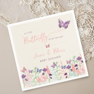 Butterfly Garden Pastel Wildflower Baby Shower Napkin