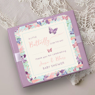 Butterfly Garden Pastel Wildflower Baby Shower Square Sticker