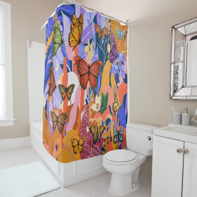 Butterfly Garden Shower Curtain (In Situ)