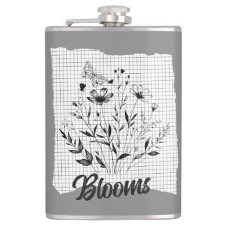 Butterfly Garden Sketches  Hip Flask