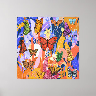 Butterfly Garden Stretched Canvas Print