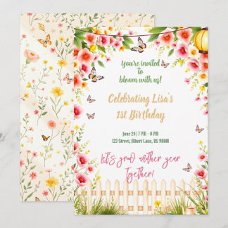 Butterfly Garden Tea Party Birthday Invitation