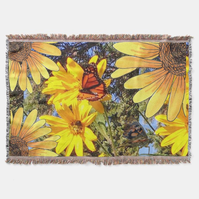 Butterfly Garden Throw Blanket (Front)