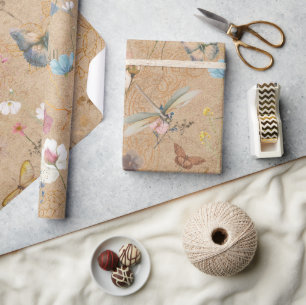 Butterfly Garden Vintage Wrapping Paper