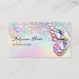 butterfly gems faux pastel glitter  business card