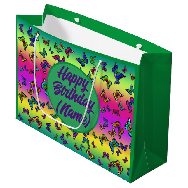 Butterfly Gift Bag With Name (Front Angled)