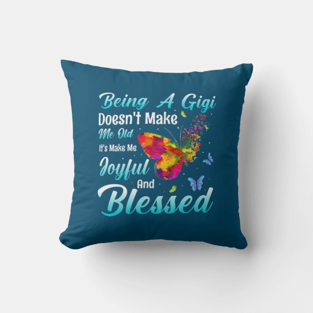 Butterfly Gift | Being A GiGi Throw Pillow (Front)