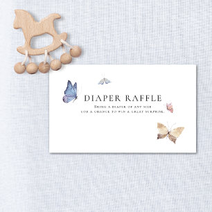 Butterfly Girl Baby Shower Diaper Raffle Enclosure Card